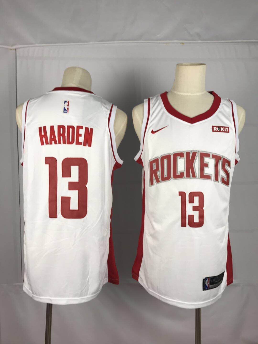 Men's Houston Rockets #13 James Harden White Stitched NBA Jersey